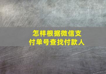 怎样根据微信支付单号查找付款人