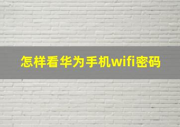 怎样看华为手机wifi密码