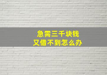 急需三千块钱又借不到怎么办