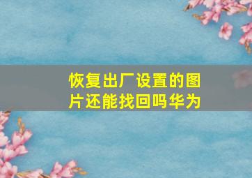 恢复出厂设置的图片还能找回吗华为