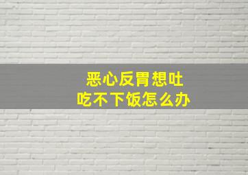 恶心反胃想吐吃不下饭怎么办