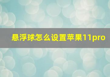 悬浮球怎么设置苹果11pro