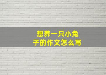 想养一只小兔子的作文怎么写