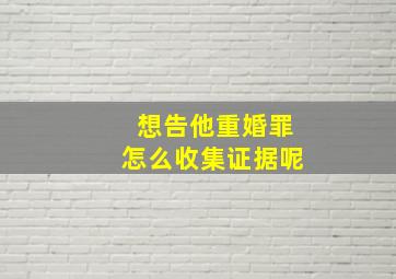 想告他重婚罪怎么收集证据呢