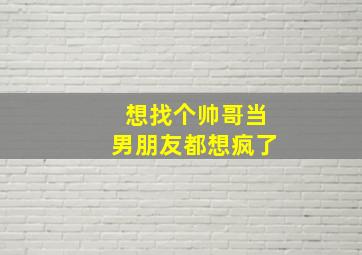 想找个帅哥当男朋友都想疯了