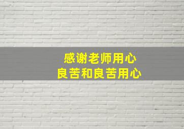 感谢老师用心良苦和良苦用心