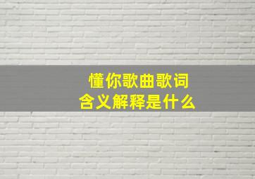 懂你歌曲歌词含义解释是什么