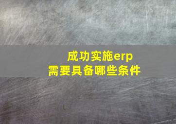 成功实施erp需要具备哪些条件