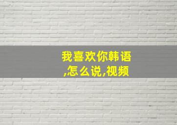 我喜欢你韩语,怎么说,视频