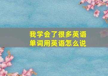 我学会了很多英语单词用英语怎么说