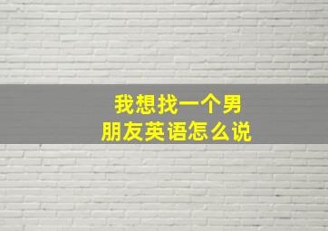 我想找一个男朋友英语怎么说