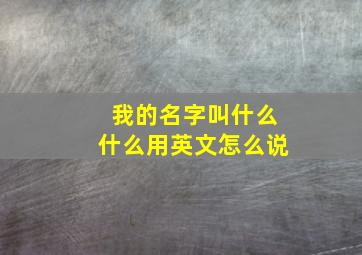 我的名字叫什么什么用英文怎么说