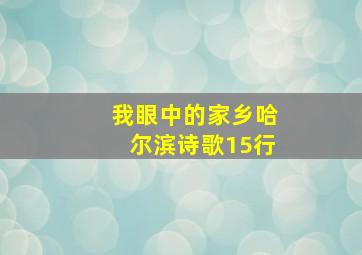 我眼中的家乡哈尔滨诗歌15行