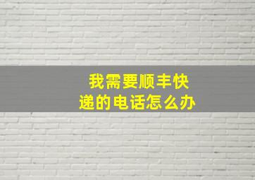 我需要顺丰快递的电话怎么办