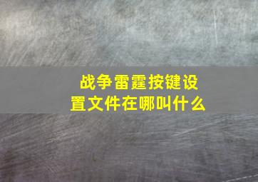 战争雷霆按键设置文件在哪叫什么