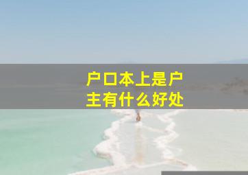 户口本上是户主有什么好处