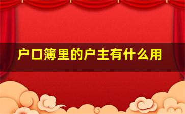 户口簿里的户主有什么用