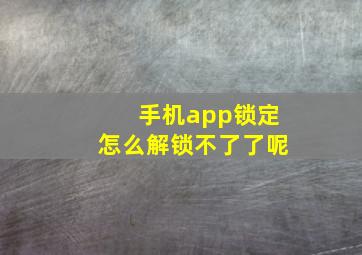 手机app锁定怎么解锁不了了呢