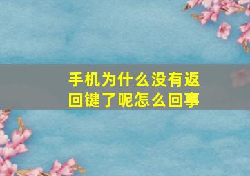 手机为什么没有返回键了呢怎么回事