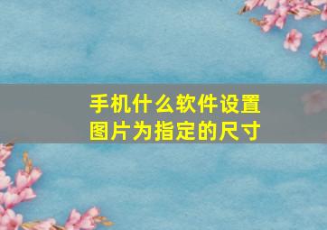 手机什么软件设置图片为指定的尺寸