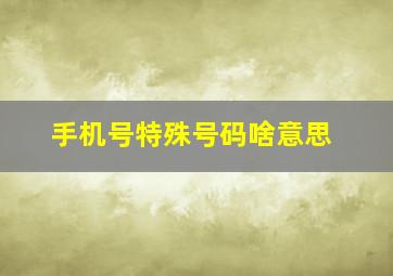 手机号特殊号码啥意思