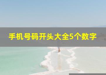 手机号码开头大全5个数字