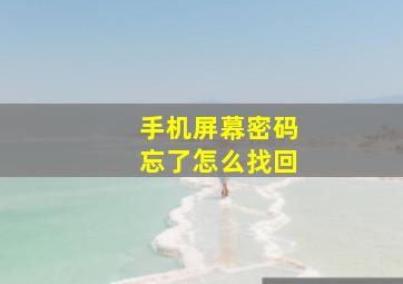 手机屏幕密码忘了怎么找回