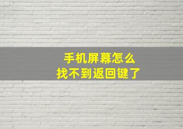 手机屏幕怎么找不到返回键了