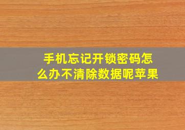 手机忘记开锁密码怎么办不清除数据呢苹果