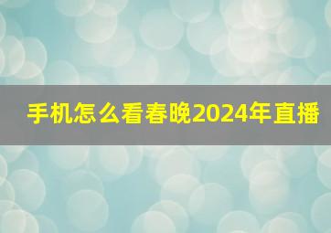 手机怎么看春晚2024年直播