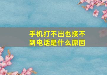 手机打不出也接不到电话是什么原因