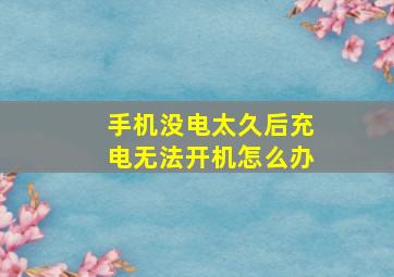 手机没电太久后充电无法开机怎么办