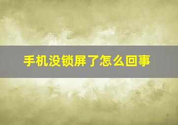 手机没锁屏了怎么回事