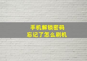 手机解锁密码忘记了怎么刷机