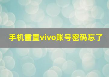 手机重置vivo账号密码忘了