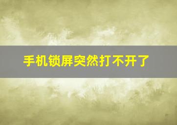 手机锁屏突然打不开了