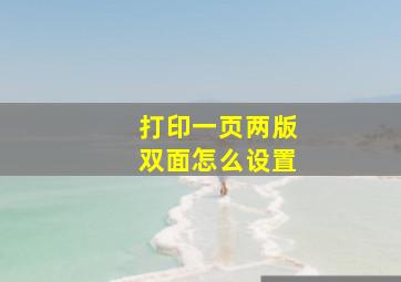 打印一页两版双面怎么设置