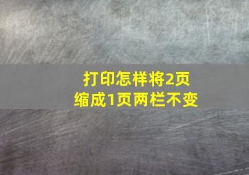 打印怎样将2页缩成1页两栏不变