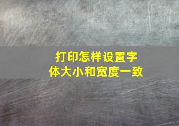 打印怎样设置字体大小和宽度一致