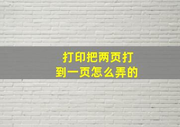 打印把两页打到一页怎么弄的