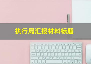 执行局汇报材料标题