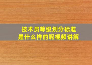 技术员等级划分标准是什么样的呢视频讲解