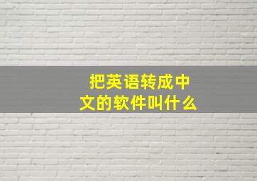 把英语转成中文的软件叫什么