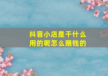 抖音小店是干什么用的呢怎么赚钱的