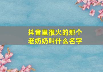 抖音里很火的那个老奶奶叫什么名字