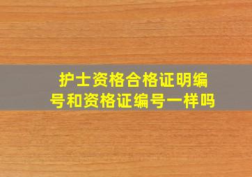 护士资格合格证明编号和资格证编号一样吗