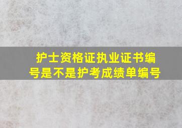 护士资格证执业证书编号是不是护考成绩单编号