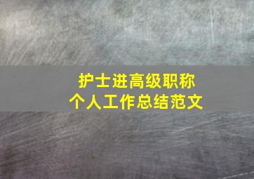 护士进高级职称个人工作总结范文