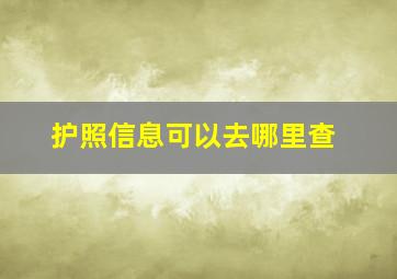 护照信息可以去哪里查