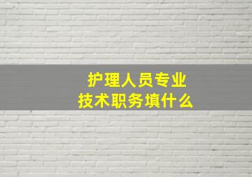 护理人员专业技术职务填什么